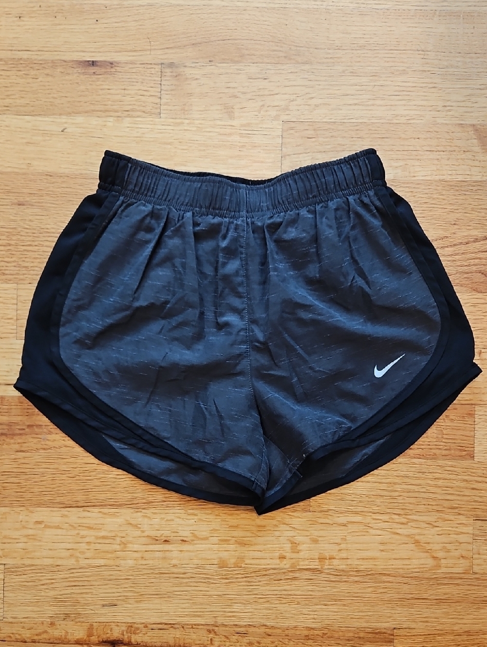 Nike Women's Black Athletic Shorts with White Swoosh